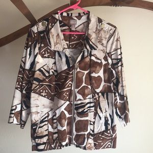 Chico’s animal print unlined jacket.